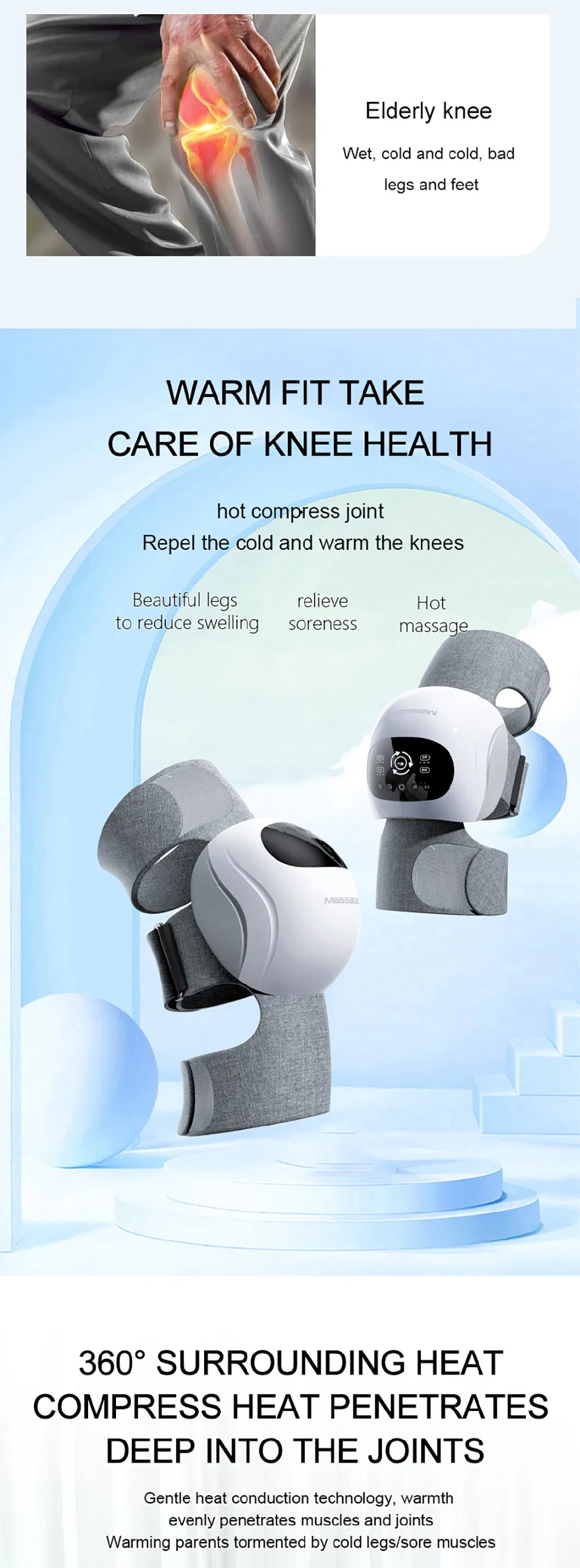 and Kneading Infrared Heated Vibration Joint Knee Shoulder Pain Massager for Circulation