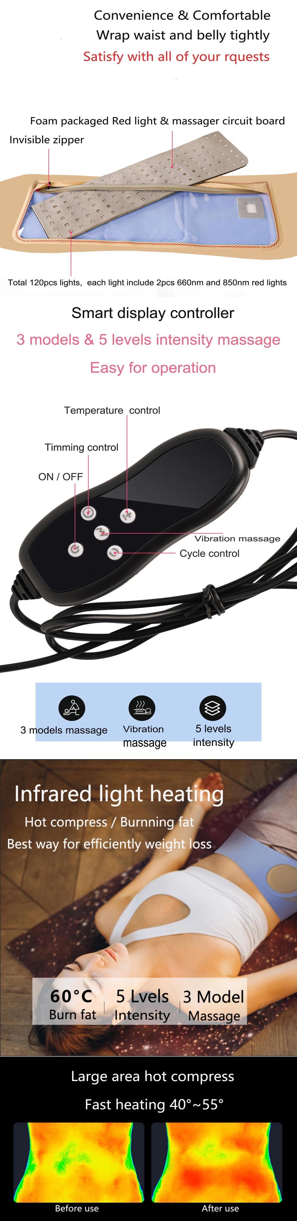 High Quanlity Body Massager Vibration Massage Belt Neck Massager Shoulder Massager Red Light Therapy Body Massage